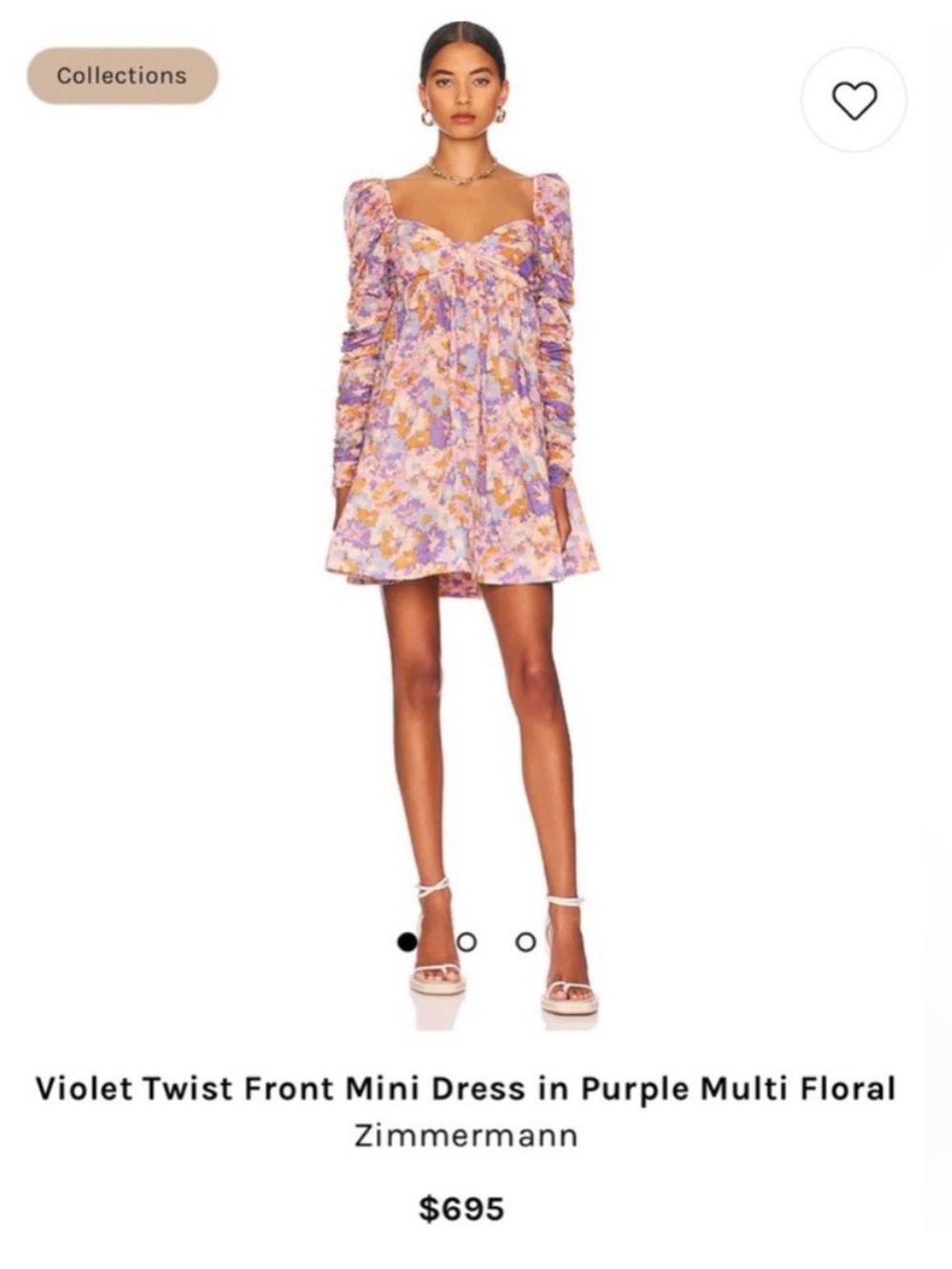 Zimmerman Violet Twist Front Mini Dress - Size 2 (US 6-8)